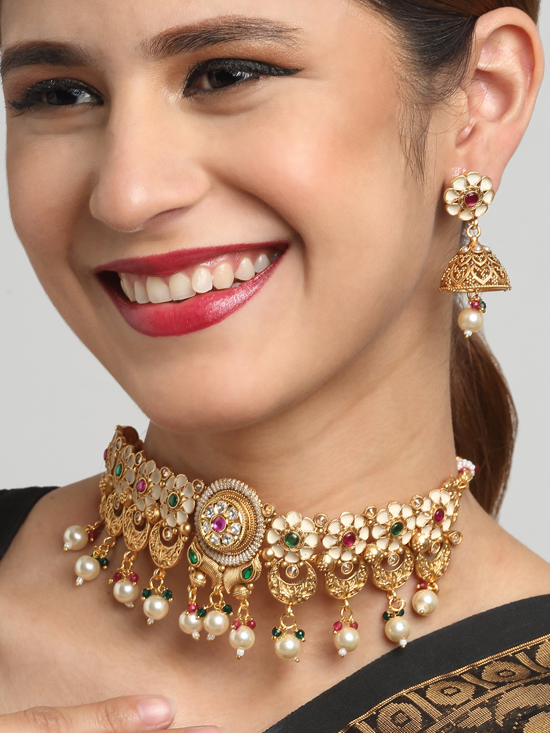 YouBella Jewellery Celebrity Inspired Gold Plated Necklace Jewellery Set for Girls and Women